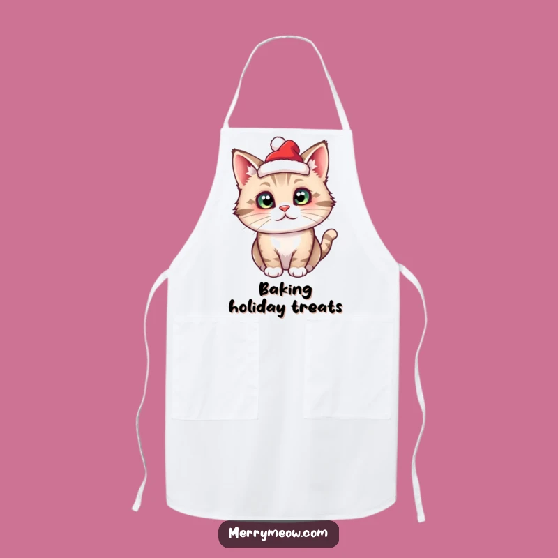 Funny Cat Santa Apron - Tiny Hat, Festive Kitchen Fun, Humorous Christmas Funny Gift
