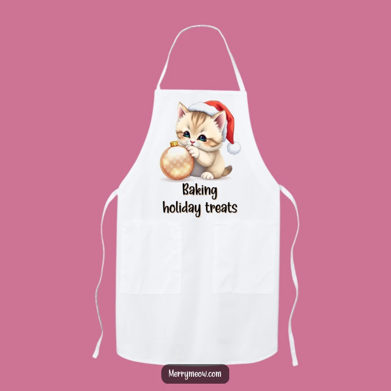 Funny Kitten Santa Hat Apron: Festive Kitchen Fun, a Unique Funny Gift!
