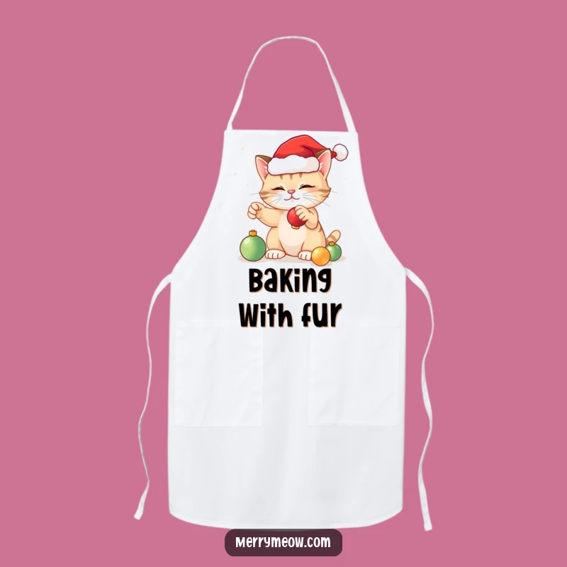 Funny Festive Cat Kitchen Apron - Holiday Chef Cat Gift