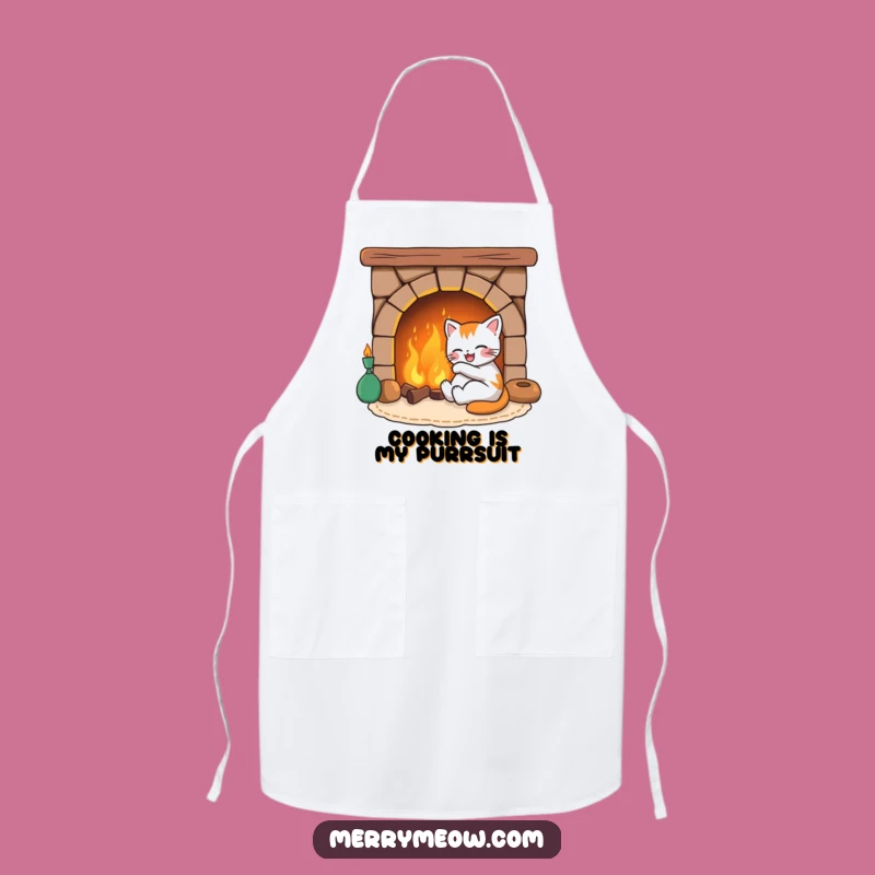 Funny Joyful Cat Fireplace Apron, a Hilarious Cooking Gift for Feline Fans