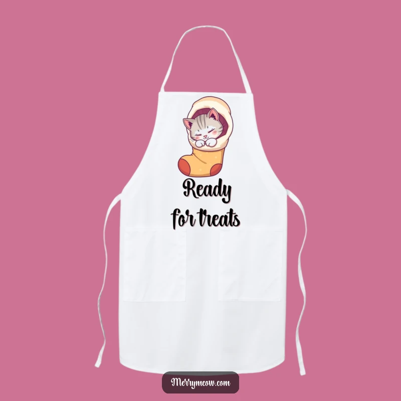 Funny Cat Stocking Apron: Festive cooking with a purring kitty, a practical funny gift.