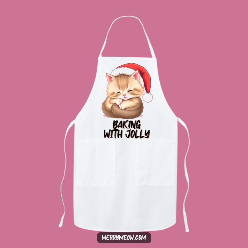 Funny Fluffy Kitten Santa Apron: Festive Kitchen Fun Funny Gift