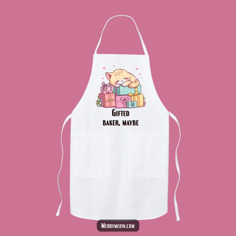 Funny Kawaii Cat Napping Apron: Cozy Kitchen Companion Gift