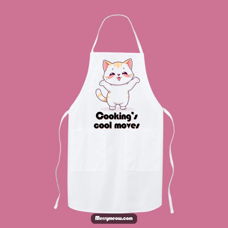 Funny Kawaii Snow Dance Cat Apron: Kitchen Fun, Great Winter Funny Gift