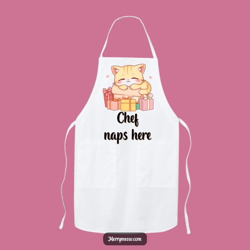 Funny Napping Cat Apron: Hilarious Kitchen Wear for Cozy Holiday Cooks