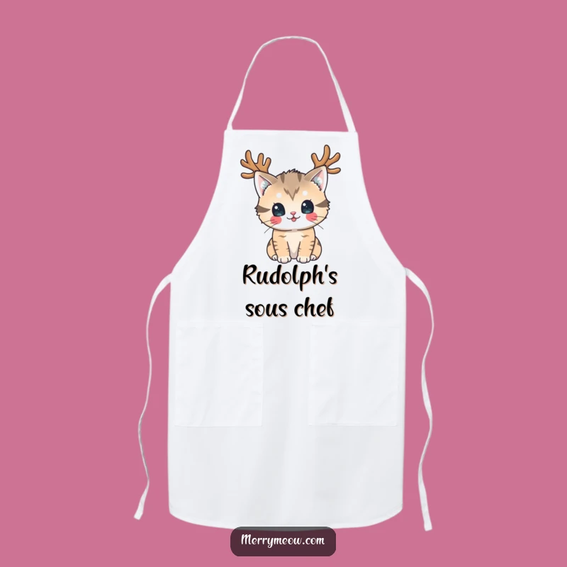 Funny Reindeer Cat Apron: Festive Feline Chef, Perfect Funny Holiday Kitchen Gift!