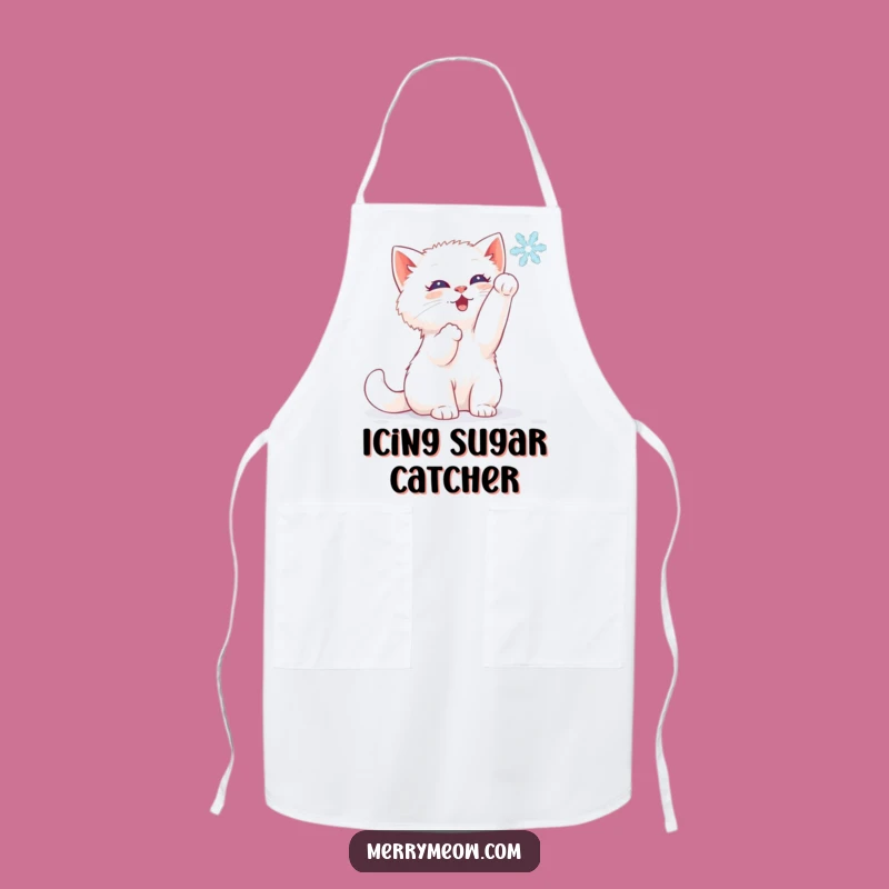 Funny White Kitten Apron - Winter Baking & Perfect Gift