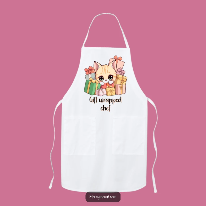 Funny Curious Cat Present Apron - Hilarious Holiday Kitchen Gift
