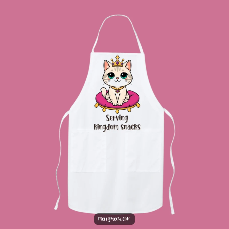 Funny Regal Cat Apron: Royal Chef Feline with Crown, Perfect Funny Kitchen Gift!