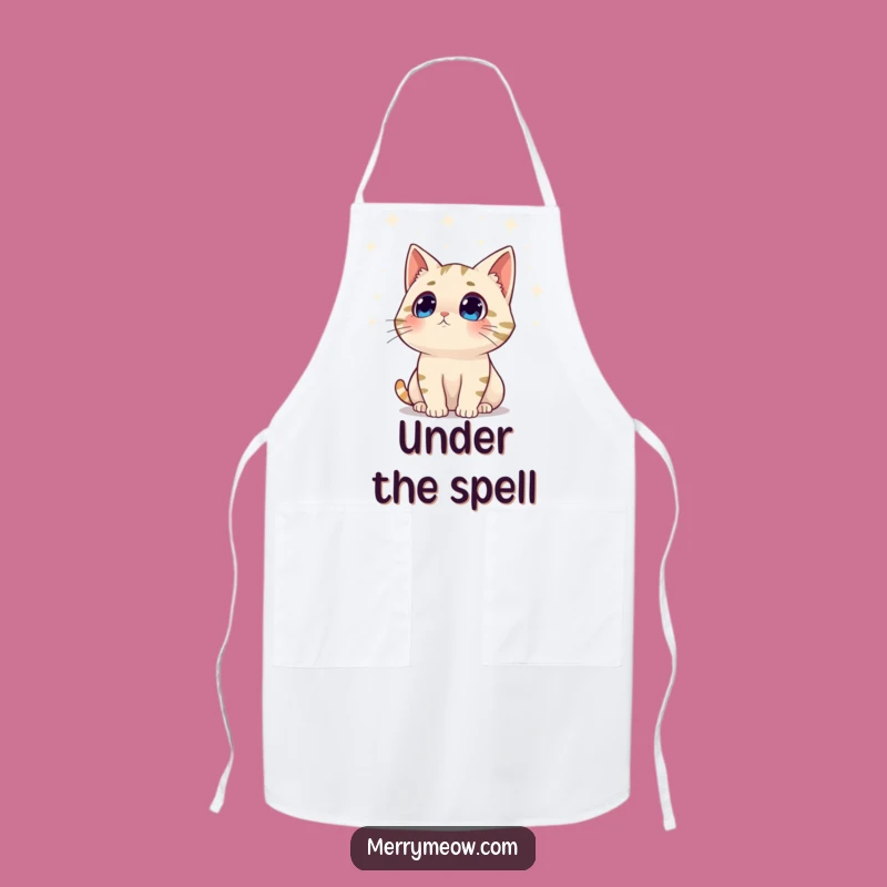 Funny Surprised Cat Twinkling Lights Apron, Hilarious Holiday Kitchen Gift