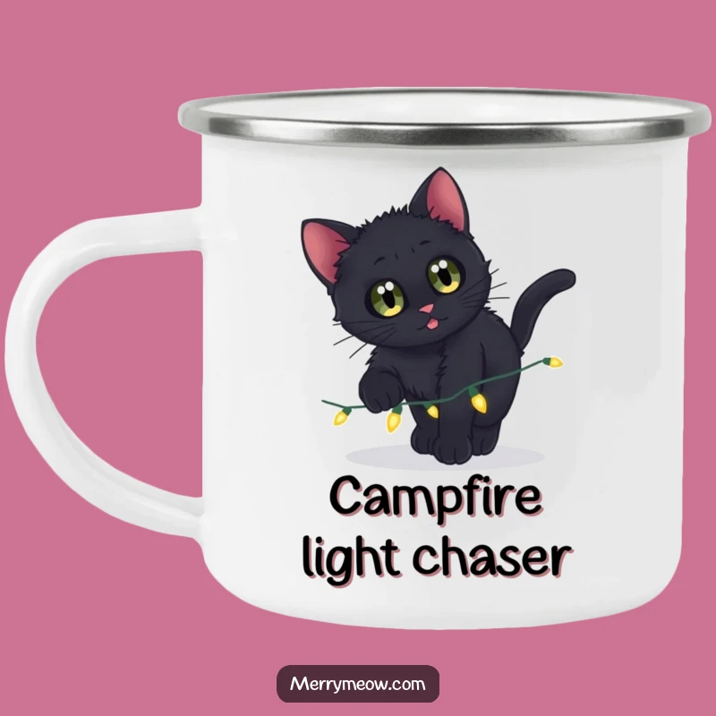 Funny Black Kitten Camping Mug - Playful Adventures & Perfect Gift