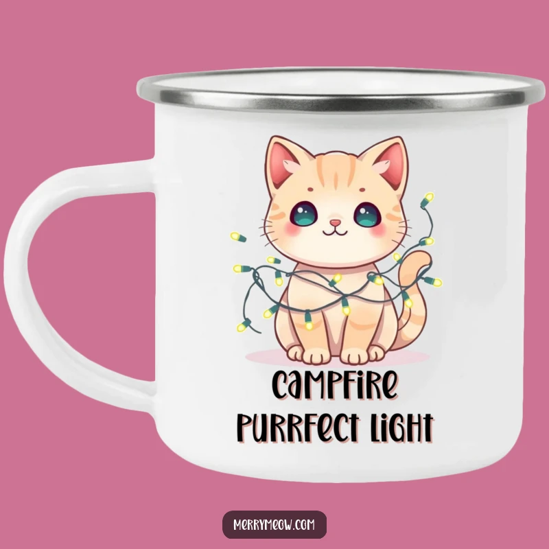 Funny Kawaii Cat Fairy Lights Camping Mug: Festive Sips Anywhere
