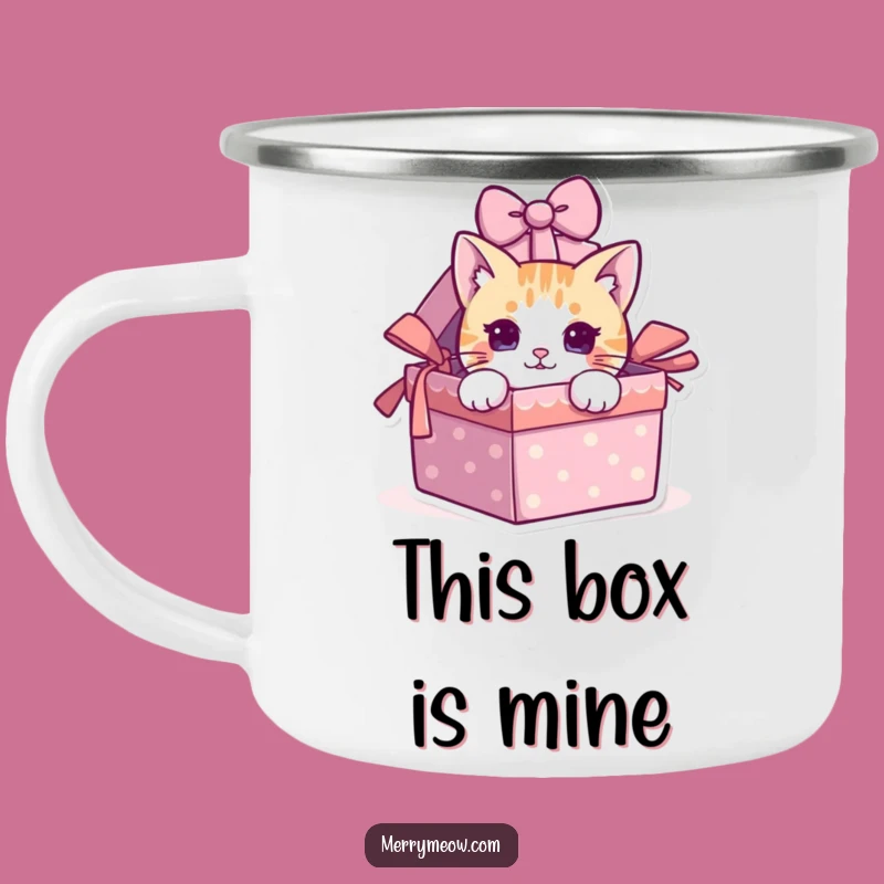 Funny Cat Peeking Gift Box Camping Mug - Rugged & Hilarious Outdoor Companion!