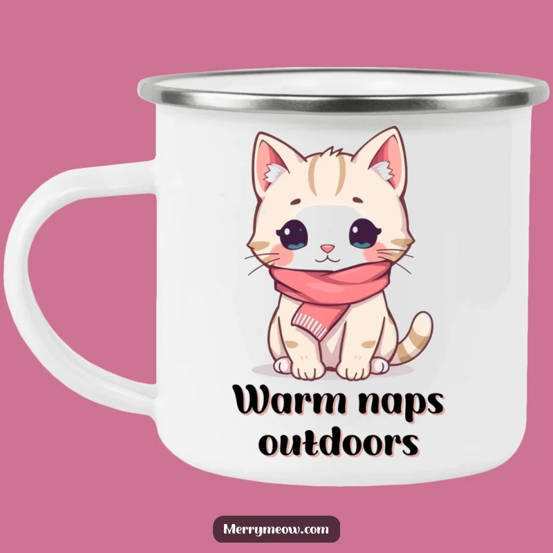 Funny Cozy Cat Scarf Camping Mug: Warm Sips and Hilarious Adventures Outdoors