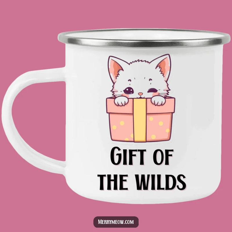 Funny Kitten Gift Box Camping Mug: Adventure with Cute Surprise