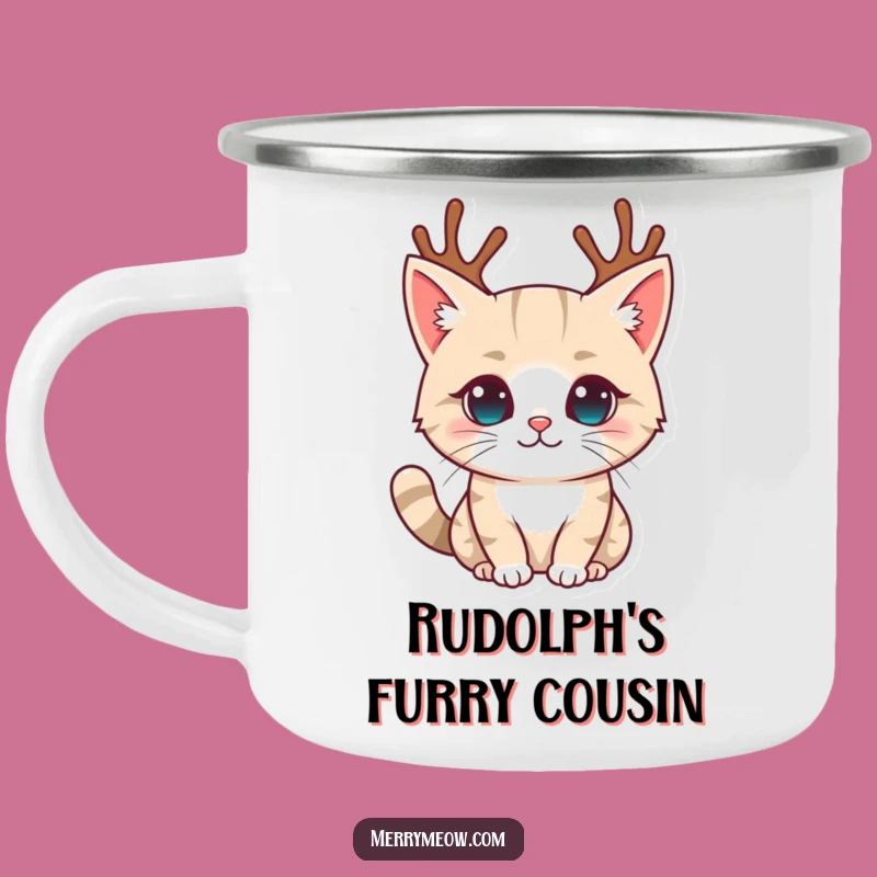 Funny Reindeer Antler Cat Camping Mug: Hilarious Holiday Outdoor Fun