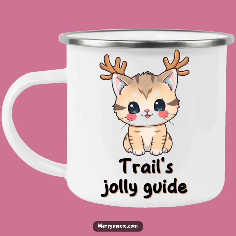 Funny Reindeer Cat Camping Mug: Festive Feline Drinkware, Perfect Funny Holiday Gift!