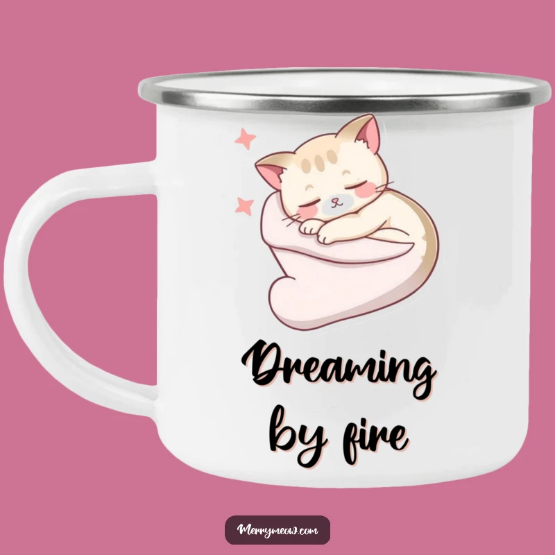 Funny Sleepy Cat Stocking Camping Mug: Cozy Camp Dreams, Perfect Funny Outdoor Gift!