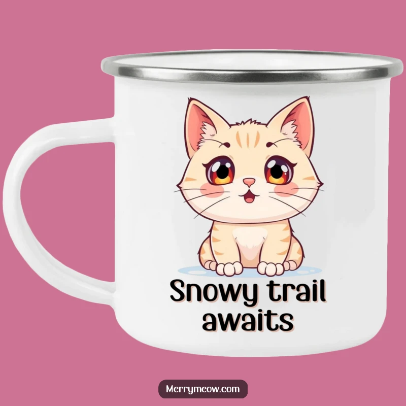 Funny Snow Watching Cat Camping Mug: Hilarious Companion for Winter Adventures