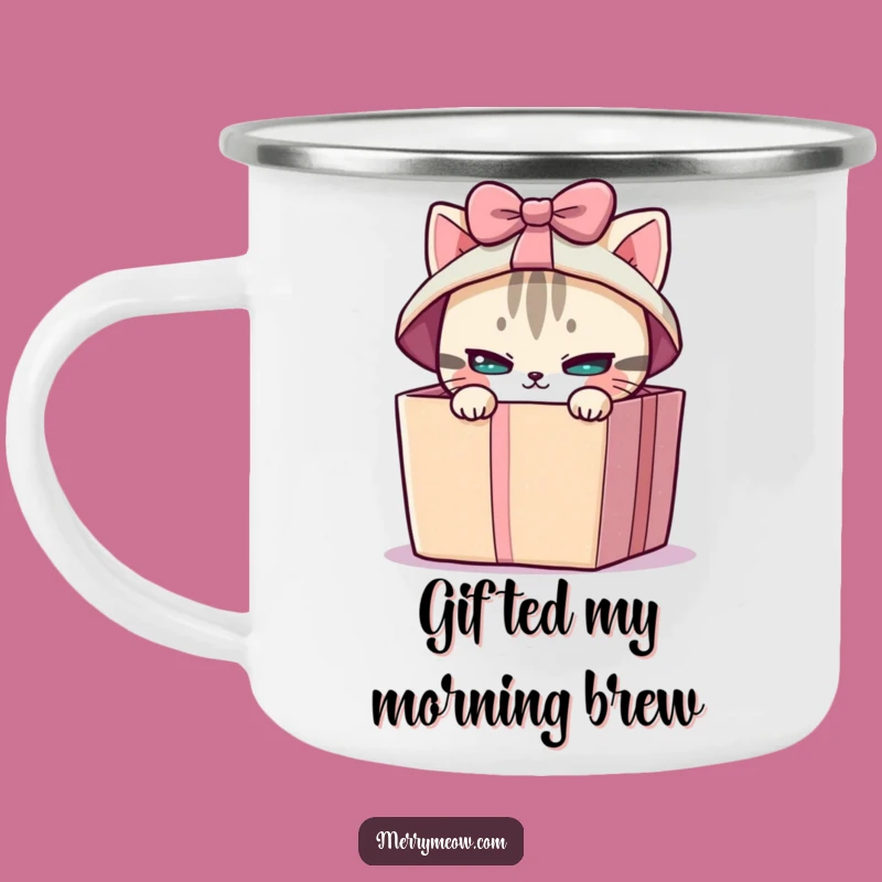 Funny Cat Gift Box Camp Mug - Hilarious Surprise Gift for Campers