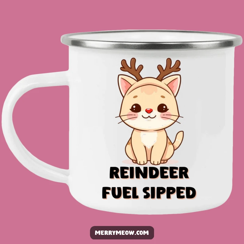 Funny Reindeer Cat Camping Mug: Adventure Fuelled by Holiday Cheer