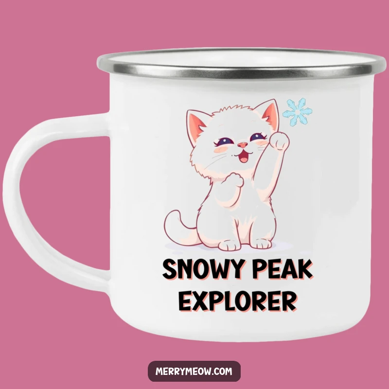 Funny White Kitten Camping Mug - Winter Adventures & Perfect Gift