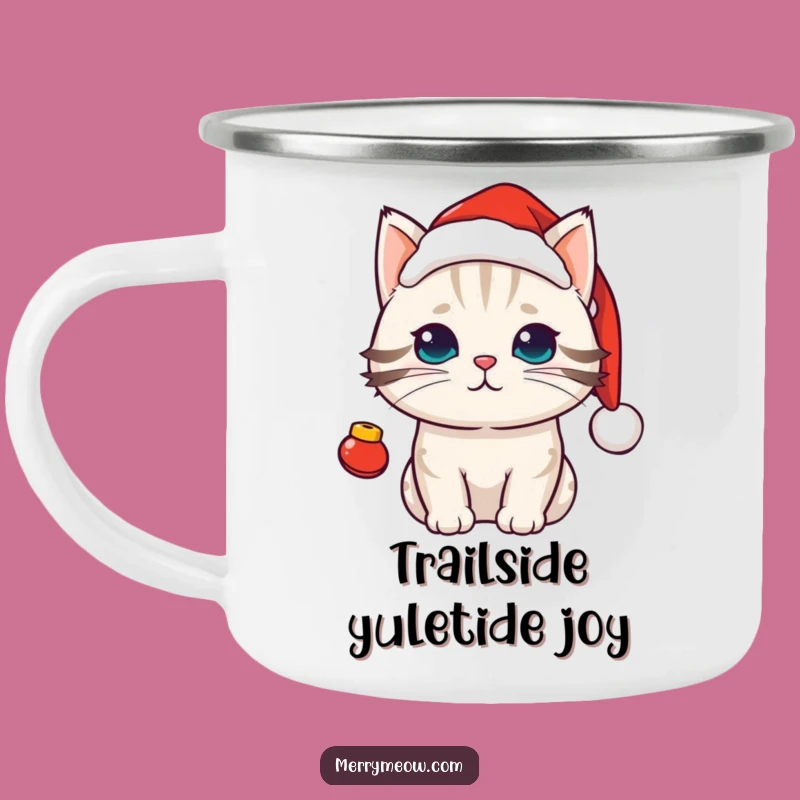 Funny Kawaii Santa Cat Camping Mug: Festive Outdoor Holiday Gift