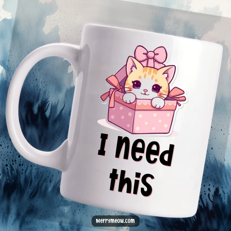 Funny cat character peeking curiously out of a colorful gift box, perfect for cat lovers.