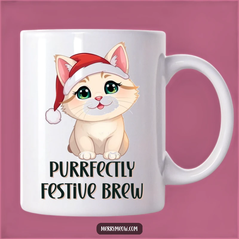 Funny Christmas Cat Mug: Santa Hat Feline Holiday Gift Idea