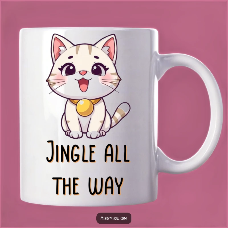 Funny Excited Cat Jingle Bell Mug: Happy Vibes, Perfect Gift