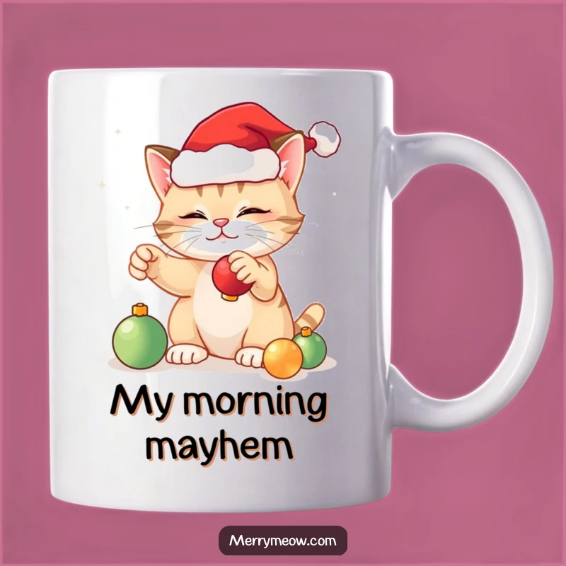 Funny Festive Cat Santa Hat Mug - Holiday Cheer & Cat Lover Gift