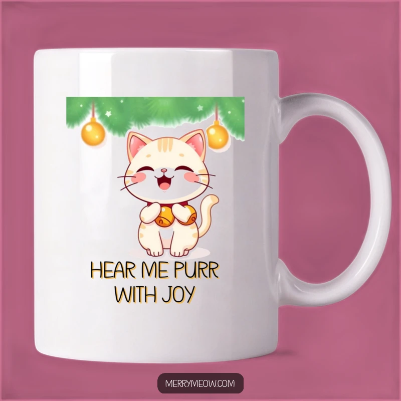 Funny Kawaii Jingle Bell Cat Mug: Happy Wagging Tail, Perfect Gift