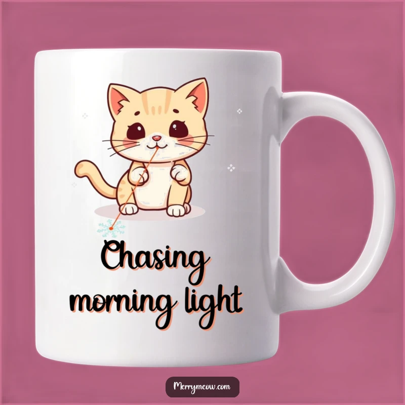 Funny Kawaii Laser Cat Mug: Playful Winter Chase Cat Lover Gift