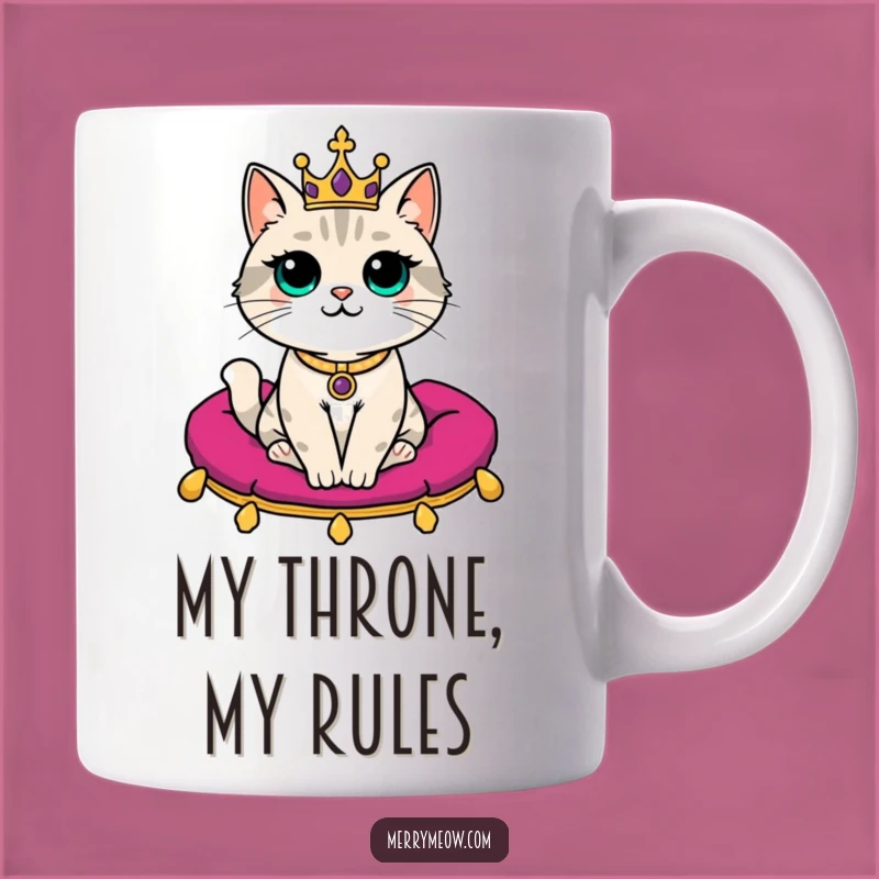 Funny Royal Cat Mug: Regal Feline with Crown, Perfect Funny Gift for Cat Lovers!