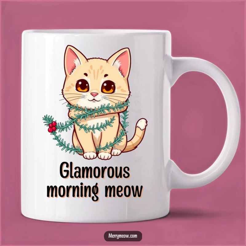 Funny Tinsel Cat Mug: Hilarious Holiday Feline Fun - Perfect Cat Lover Gift