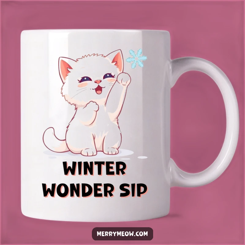 Funny White Kitten Snowflake Mug - Winter Joy & Perfect Gift