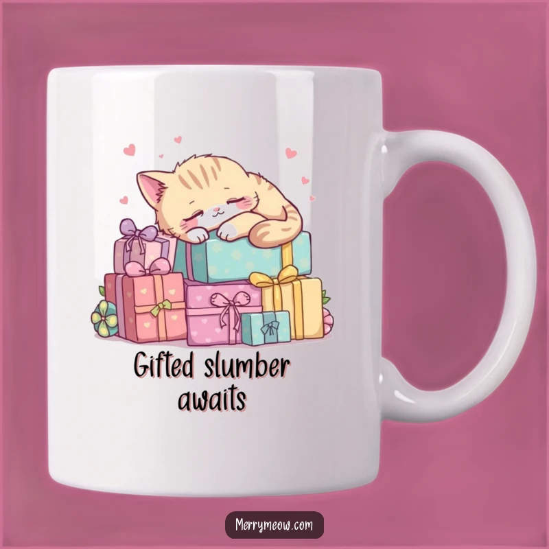 Funny Kawaii Cat Napping Mug: Sleepy Present Purrfect Gift Idea
