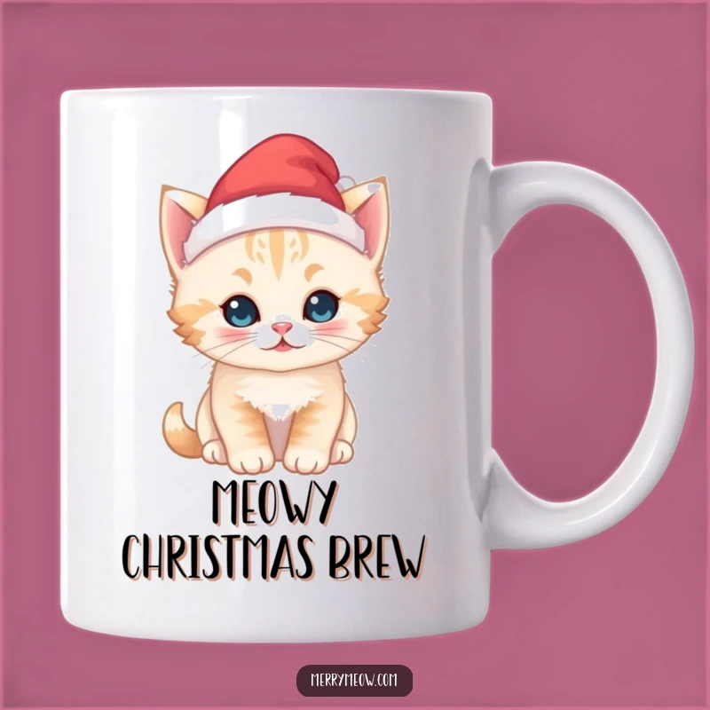 Funny Kawaii Kitten Santa Mug - Adorable Christmas Kitty for Festive Morning Joy