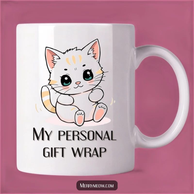 Funny Cat in Wrapping Paper Mug: Hilarious Feline Gift for Cat Lovers