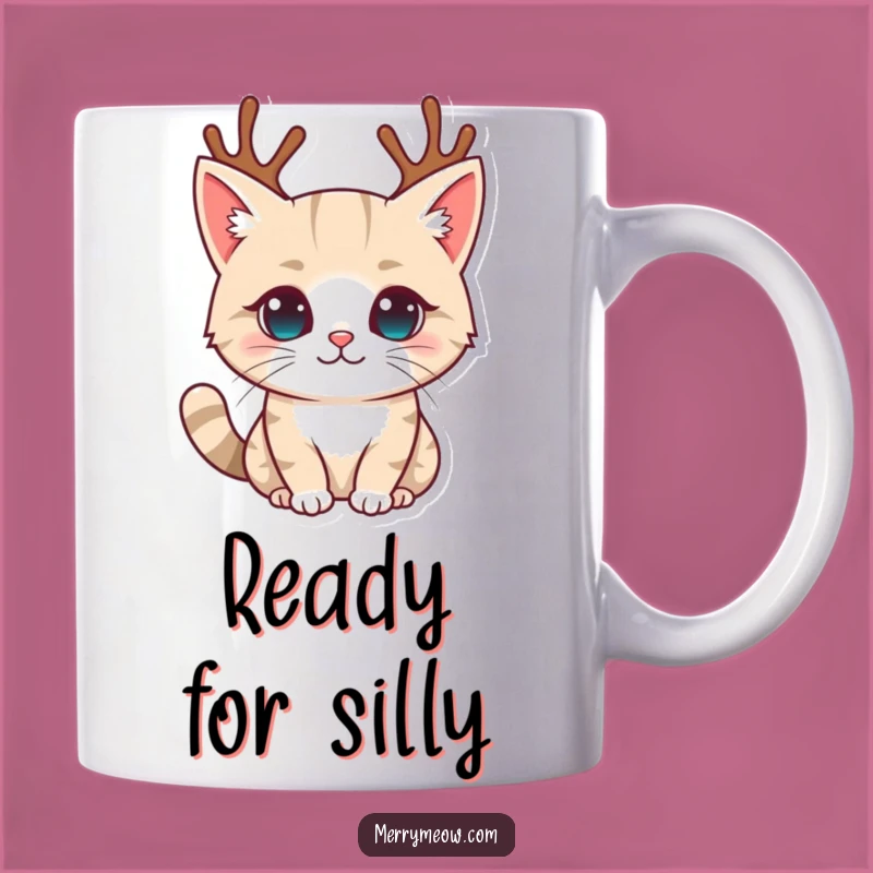 Funny Reindeer Antler Cat Mug: Hilarious Feline Holiday Gift
