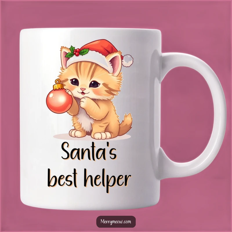Funny Kitten Santa Hat Mug - Adorable & Hilarious Christmas Gift