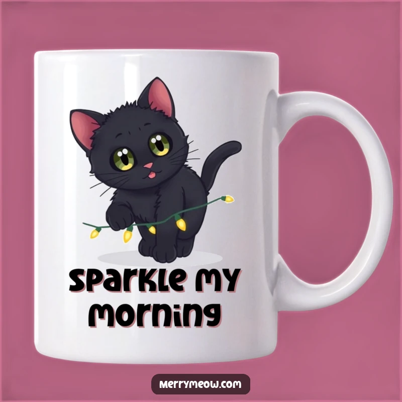 Funny Black Kitten Lights Mug - Curious Play & Perfect Gift