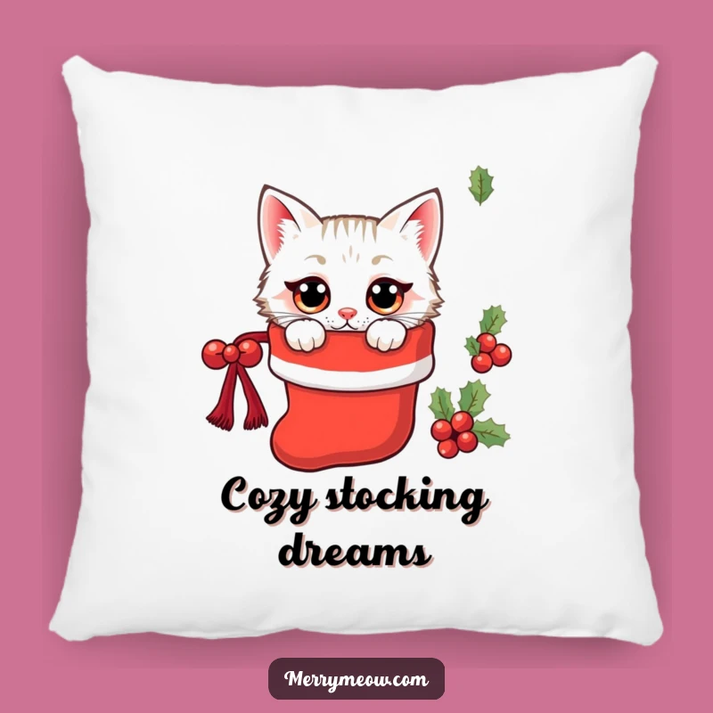 Cozy Funny Kawaii Stocking Cat Pillow: Holiday Surprise Cushion Gift