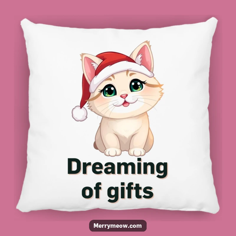 Funny Christmas Cat Accent Pillow: Santa Hat Comfort Gift