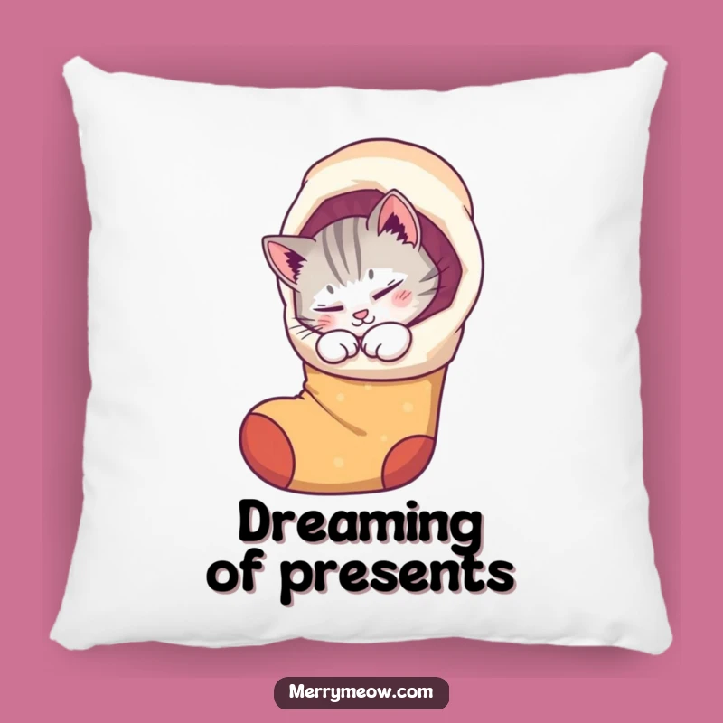 Funny Cat Stocking Pillow: Festive comfort with a purring kitty, a great funny gift.
