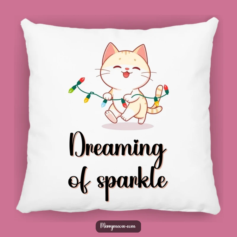 Funny Cat Christmas Lights Pillow - Cozy & Hilarious Festive Comfort!