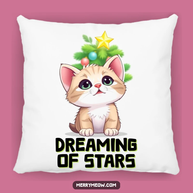 Funny Kitten Christmas Star Pillow: Cozy Holiday Wonder Funny Gift