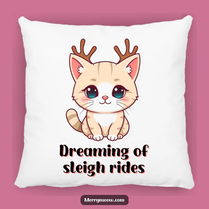 Funny Reindeer Antler Cat Pillow: Cozy Feline Holiday Decor