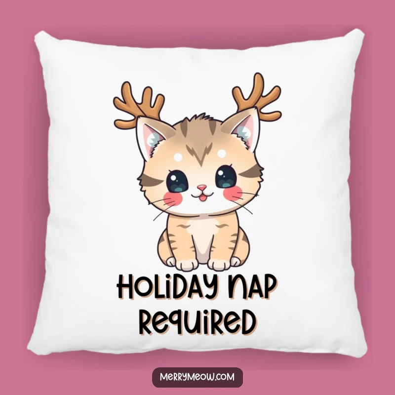 Funny Reindeer Cat Pillow: Cozy Antlered Friend, Ideal Funny Holiday Gift!