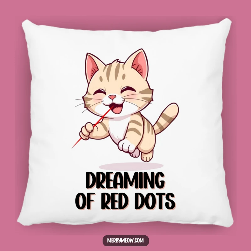 Funny Tabby Cat Laser Pillow: Soft Chase Cushion, Adorable Humorous Home Decor Gift